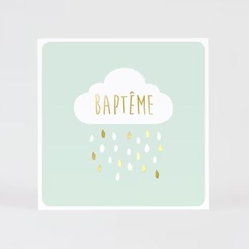 Faire-part bapteme nuage et pluie